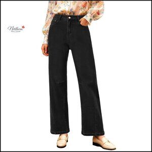 High Waisted Straight Wide Leg Jeans Stretch Comfort Fit Casual Pants
